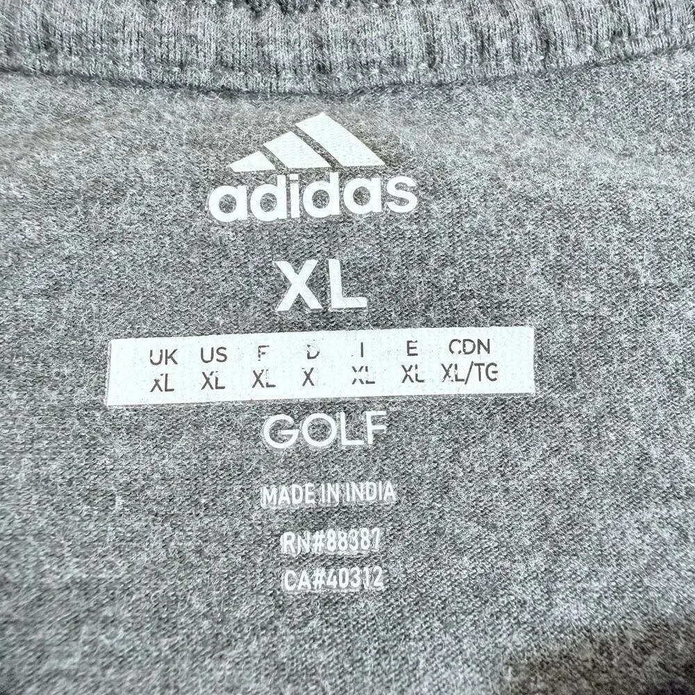 Adidas Mens Logo Tee Golf T-Shirt Sz XL Gray